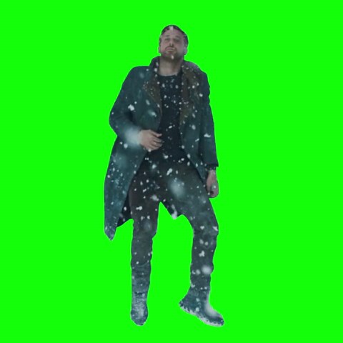 [GREEN SCREEN] Ryan Gosling resting in the snow Meme Template - Blade Runner 2049