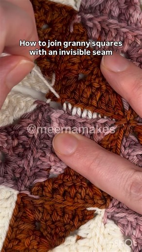 Have you ever tried sewing granny squares with an invisible seam? I love this technique for neat edges 😍 #crochetting #crochettips #crochettutorial #crocheter #grannysquare #grannysquareblanket | Meema Makes