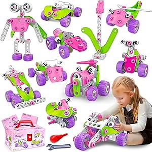 STEM Toys for 4 5 6 7 8+ Year Old Girl Birthday Gifts Pink Educational Building Toys for Kids Ages 4-8 5-7 8-10 Stem Activities Construction Toy for Girls 4-6 6-8 Creative Games Christmas Idea Gift