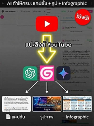 แค่ลิงก์ YouTube ก็ได้โพสต์ Facebook Infographic ถ้าคุณทำคอนเทนต์จาก YouTube ไม่ว่าจะเป็นข่าว ความรู้ หรือวิดีโอรีวิว ปัญหาคลาสสิกคือ เสียเวลาสรุป ทำภาพ แต่ Gumloop แก้ปัญหานี้ได้ตรงจุดมาก แค่เอา URL YouTube ใส่เข้าไป AI จะ – ดูคลิปและแกะสคริปต์ – วิเคราะห์ Key Point – เขียนแคปชั่นสำหรับ Facebook – สร้างภาพประกอบ – ทำ Infographic สรุปเนื้อหาให้เสร็จ ทั้งหมดนี้อยู่ใน Workflow เดียว จุดที่โหดคือ - คุณไม่ต้องเขียนโค้ด - แค่ “บอกความต้องการเป็นภาษาไทยหรืออังกฤษ” - AI จัดการให้หมด เหมาะมากกับ • Creat