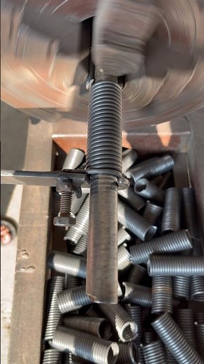 Simple Tension Spring Made on Lathe Machine | Vintage Lathe Wire Work #shortvideo