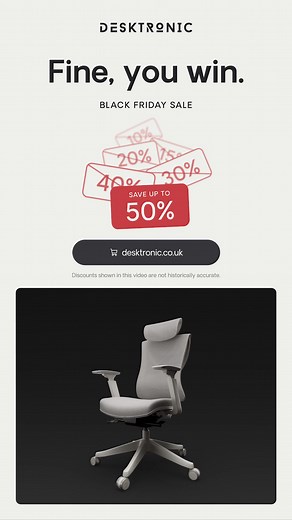 BLACK FRIDAY SALE by Desktronic! 🖤⚡ Get up to 50% off height-adjustable desks, ergonomic chairs & more – only at Desktronic.co.uk! | Desktronic