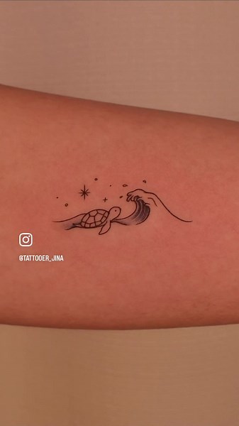Unique Wave and Turtle Tattoo Designs