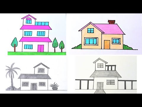 House Drawing / How to Draw a House / House Scenery Drawing Easy Step By Step / Ghar Drawing