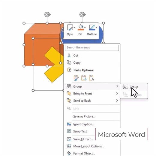 Microsoft Word Grouping and Ungrouping Shapes