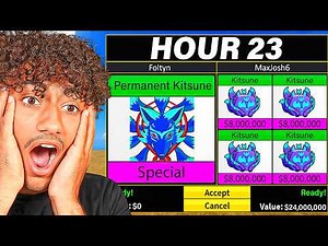 Trading PEMANENT KITSUNE FRUIT For 100 HOURS In Blox Fruits..