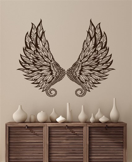 Angel Wings Wall Decal: Detailed Feather Wall Art for Bedroom & Living Room F123 - Etsy
