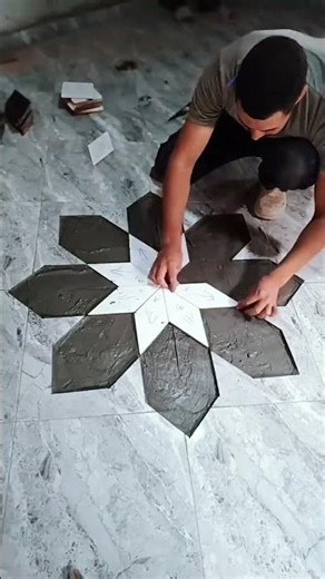 Making decorative motifs from tile pieces for creative flooring design