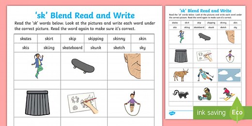 'sk' Blend Read and Write Worksheet