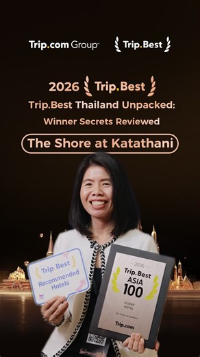The Shore at Katathani – Nantida Atiset, CEO 🏖️ Sun, sea, and serenity await at The Shore at Katathani! Nantida shared how small gestures—like surprise sunset cocktails—create moments guests never forget. 🍹🌅 Ready for a getaway that feels like your own private paradise? ✨ Check out the Trip.Best Thailand 2026 list via the link in our bio! Follow us for more travel inspiration 👉 @trip.best_official Search ‘Best Thailand’ or ‘ทริปเบสท์ประเทศไทย’ on the Trip.com app to find more travel rankings