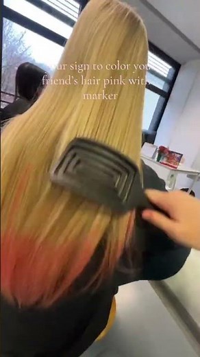 I Colored Her Hair PINK With a MARKER… And It Actually Worked?! 💖🖊️😱 | by @magda_pia1 #hairtok