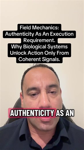 Authenticity as an Execution Requirement Why Biological Systems Unlock Action Only From Coherent Signals Description: This episode is not about motivation, mindset, or morality. It explains execution from a biological systems perspective. Biological systems do not unlock action through overthinking, justification, or outcome manipulation. They execute only when the internal signal is coherent, singular, and non-conditional. When intent is fragmented—through strategizing, justifying, or trying to