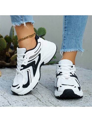 Soft Leather Thick-Soled Height-Enhancing Sneakers, Women's Breathable Mesh 2025 Spring, Summer And Autumn New Casual Running Shoes, Music Festival Millennial Style Back To School Must-Have | SHEIN