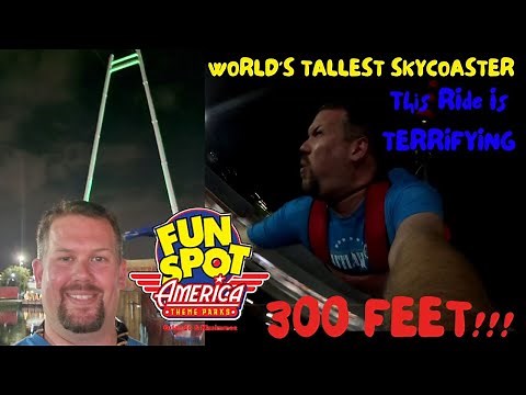 Riding The World's TALLEST Skycoaster at 300 FEET! 4K NIGHT POV | FunSpot America Kissimmee, Florida