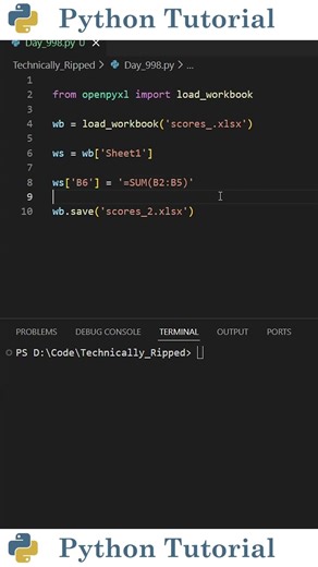 Save Excel Formulas With Openpyxl | Python Tutorial