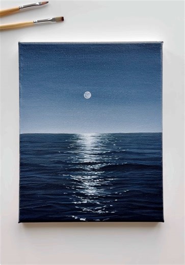 Deep Ocean Solitude 🌊💙 . . . . . . . . . . . . . . . . . . . . . . . . . . . . . . . . . . . . . . #acrylicpainting #arttok #oceanart #landscapepainting #foryoupagе