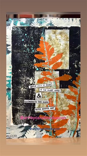 Caroline Duncan on Instagram: "Are you making time for your art during the hustle & bustle during the holiday preps? I’m trying! Even just a few minutes restores me. This is a journal page I created using my new and fun Eco Print Rice Papers, which have recently debuted and are exclusive to @joggles - link in my bio. I’ve used the “Rusty Ferns Ledger” rice paper and a large size Hahnemuhle journal. To make the background, I created a border by brayering on white, black, and bright green aqua Liq