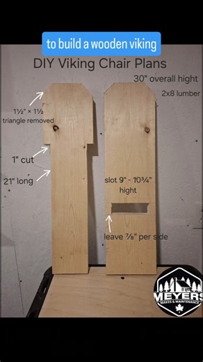 Here's my free plans to build this wooden viking chair. This is my smaller version of the chair it costs $10 to make. All you need is 1 - 5- 2x8 Comment and I'll send my step by step build tutorial #diyprojectidea #diywoodwork #woodworkforall #chairbuild #vikingchair | Meyers.makes