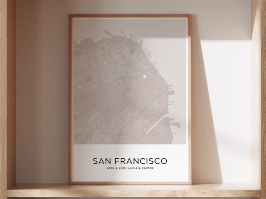 San Francisco Map for Couples | Personalized City Print | Gift for Lovers - Etsy