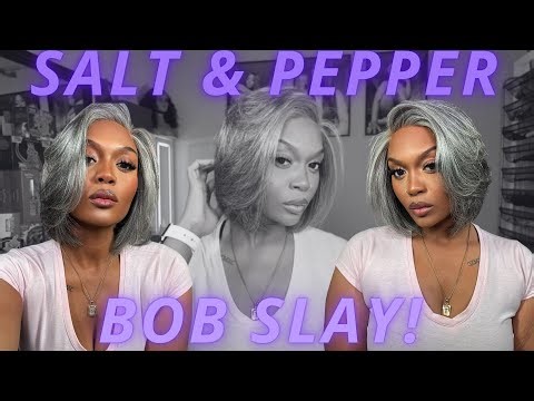 Salt & Pepper Bob Wig Install | Luvme Hair Grey Layered Bob Glueless Wig Tutorial + Styling