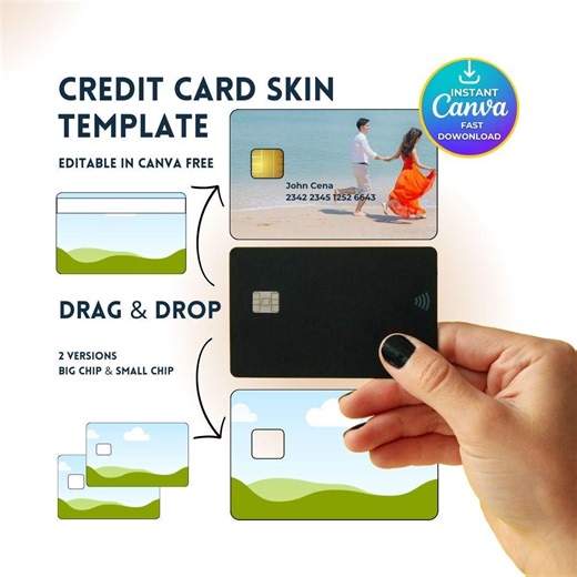 Editable Credit Card Skin Template | Canva Bank Card Wrap Design (digital Download) - Etsy