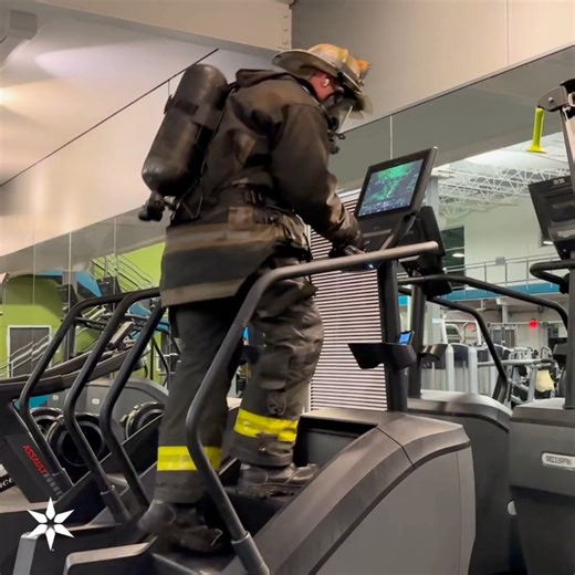Nick Hintz, chief of skills and proficiencies at the Elkhart Fire Department, climbed 128 flights of stairs early this morning at Beacon Health & Fitness Granger. This marks the 11th year the club member has completed this memorial climb in full firefighter gear to honor those who lost their lives on 9/11 at the World Trade Center. "The first 20 minutes were good, the last four were tough," Nick said following his ascent. "I can imagine with another 100 pounds of gear on me, and tools, what they