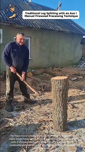 Traditional Log Splitting with an Axe | Manual Firewood Processing Technique