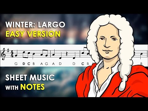 Largo from Winter | Sheet Music with Easy Notes for Recorder, Violin Beginners Tutorial | A. Vivaldi
