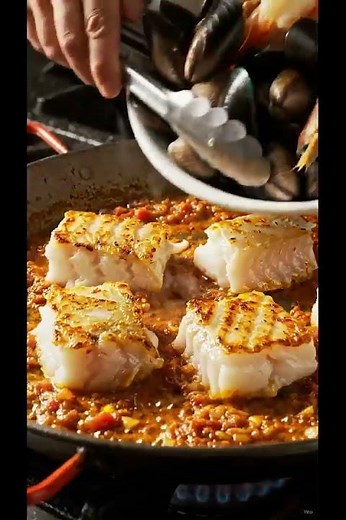 Real Spanish Luxury Fish and Seafood Stew Secret. Made on the Coast of Spain 🇪🇸 #shorts