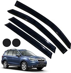 Rain Guards for Subaru Forester 2014-2018, Tape-on Side Window Deflectors for Subaru Forester, Window Visors for Subaru Cars, for Subaru Car Accessories 4 Rain Guards ＆ 2 Car Coasters