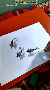 realistic swimming fish 3d drawing trending song #3Ddrawing #realisticart