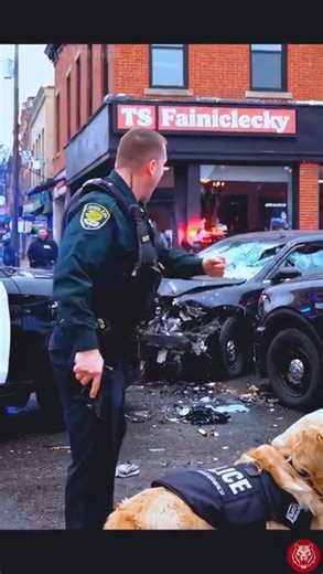 A bank heist goes horribly wrong when a golden retriever police dog spots the criminal fleeing with a bag full of cash! 🚓💰 As alarms scream and chaos erupts, this good boy doesn’t hesitate—he takes off in full chase mode! 🐕💨 Watch as the thief tries to escape in a getaway car... but the dog is faster than justice! 🐾 👉 LIKE for more wild chase stories 🐶 SUBSCRIBE if you love heroic dogs #PoliceDog #HeroDog #BankRobber #DogChase #GoldenRetriever | Animal Heroes