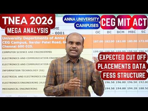 TNEA 2026 | Anna Univ | CEG | MIT | ACT | ⏫️ Expected Cut Off |🔥FULL Placement Data | All Branches