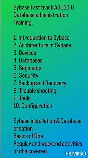Sybase DBA training