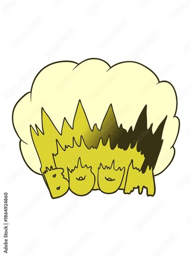 changing color animation of cartoon boom explosion