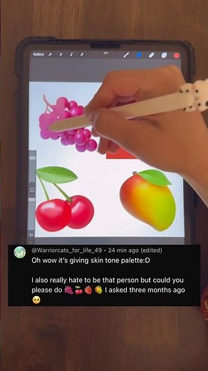 Creating a color palette in procreate by mixing fruit emojis. #art #shorts #ipadart #procreateart