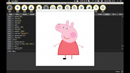 使用Python的海龟绘图绘制的小猪佩奇