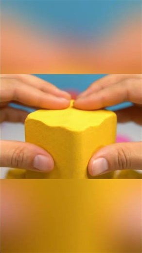 ASMR: Squishing a Yellow Kinetic Sand Cube 💛 #Satisfying #ASMR #AI