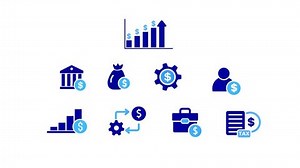 Business financial earning icon set, set of growing and decreasing graph icons. business concept icon animation.