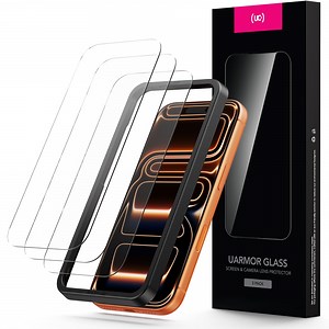 Upcommon UARMOR Glass 3 Pack Screen Protector for iPhone 17 Pro, 9H Tempered Glass with Easy Installation Kits, Shatterproof, Case-Friendly Fit (HD Clear)