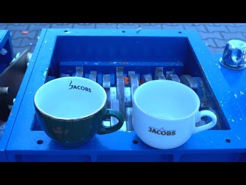 ☕ Destroying cups - Plate in shredder - Porcelain in shredder - ASMR shredder