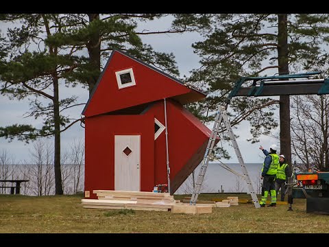 Long-lasting CLT foldable house prefabricated. Fast and simple installation