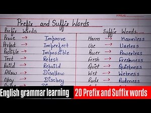 Prefix and suffix words | Learn 20 Prefix and suffix words | English grammar learning
