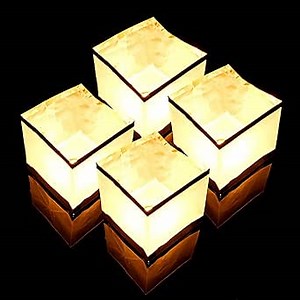 Floating Lanterns - UNSINKABLE Water Lanterns - Chinese Japanese Square Paper Wishing Luminaries Bag Lamps - Floating Candles for Pool, Pond, Outdoor Party Decor, Wedding