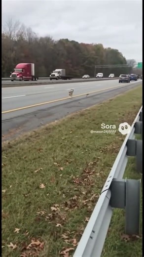 Dog running into the highway #funny