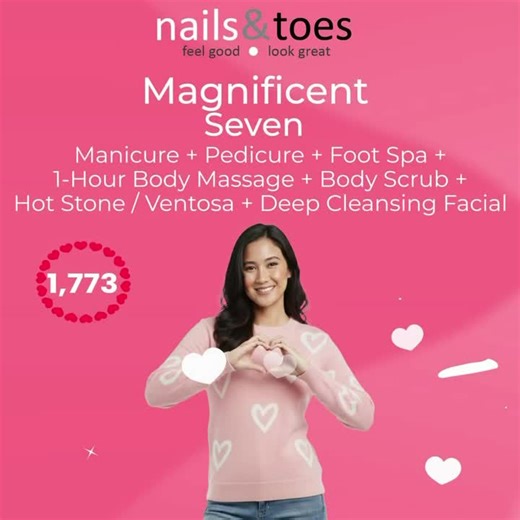 Mrs.DK on Instagram: "🚧🚨BESTSELLER 🚨🚧 MAGNIFICENT SEVEN For only Php1,773 Manicure + Pedicure + Foot Spa + 1 Hour Swedish Massage + Whole Body Scrub + Hot Stone/Ventosa + Deep Cleansing Facial *prices may change without prior notice Reward Yourself, 💅🏻💆🏻‍♀️💆🏻‍♂️💆🏻👣 You deserve it!💋 "Feel Good and Look GREAT from head to toe", Opens Mon-Sun 10am-8pm Pls. Like our Facebook Page Nails & Toes. Reserve your seat today and say hello to a more confident & well-pampered you. Nails & Toes F