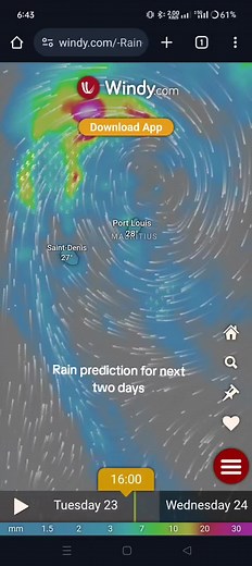 #candice #cyclone #2024 #mauritius🇲🇺 #prevision #windy