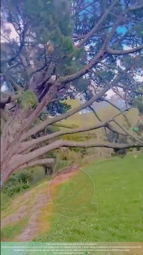 Large and Dense Tree Cut Down Cutting trees Safely in a Hilly Area