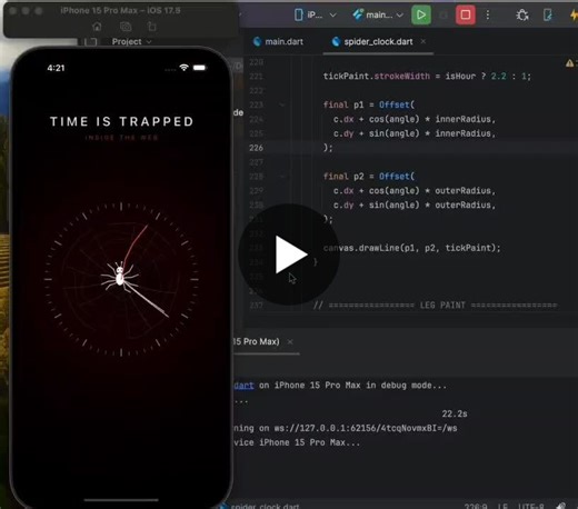 #flutter #flutterdev #flutteranimation #mobileappdevelopment #developerlife #indiedeveloper #creativecoding #appdesign #uiux #horrordesign #creepyart #spider #techreels #codingreels #programmerlife… | Adanan Ansari