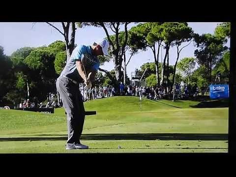 Rory McIlroy golf swing (short iron) down-the-line, Turkish Airlines Open 2015